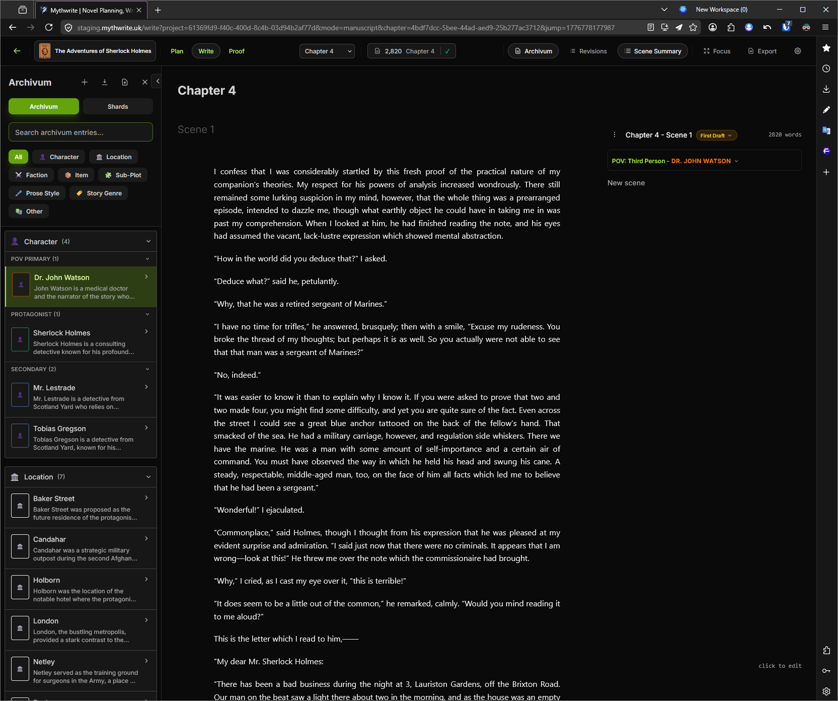 A distraction-free manuscript editor